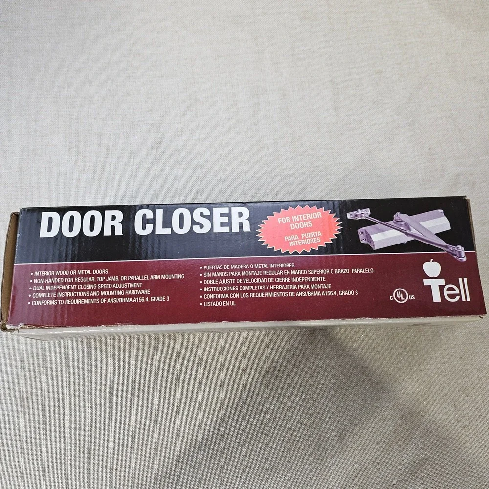 Tell Commercial Door Closer Size 3 Silver Aluminum ANSI Grade 3 DC100001 New